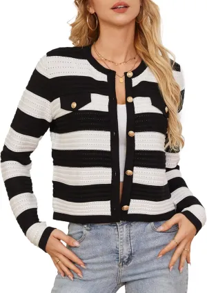 GRACE KARIN Women's Knit Cardigan Sweaters Long Sleeve Open Front Button Down Trendy Jackets Lightweight Summer Outfits