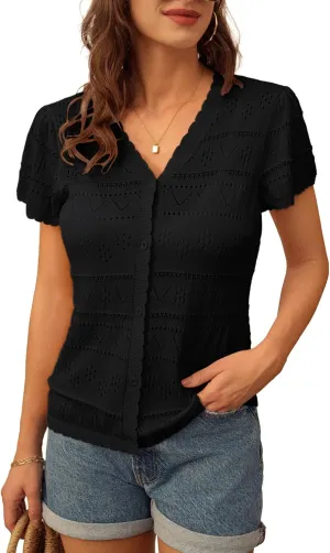 GRACE KARIN Womens Short Sleeve Cardigan 2025 Summer Crochet Cardigans for Women Lightweight Shrugs Sweaters Tops