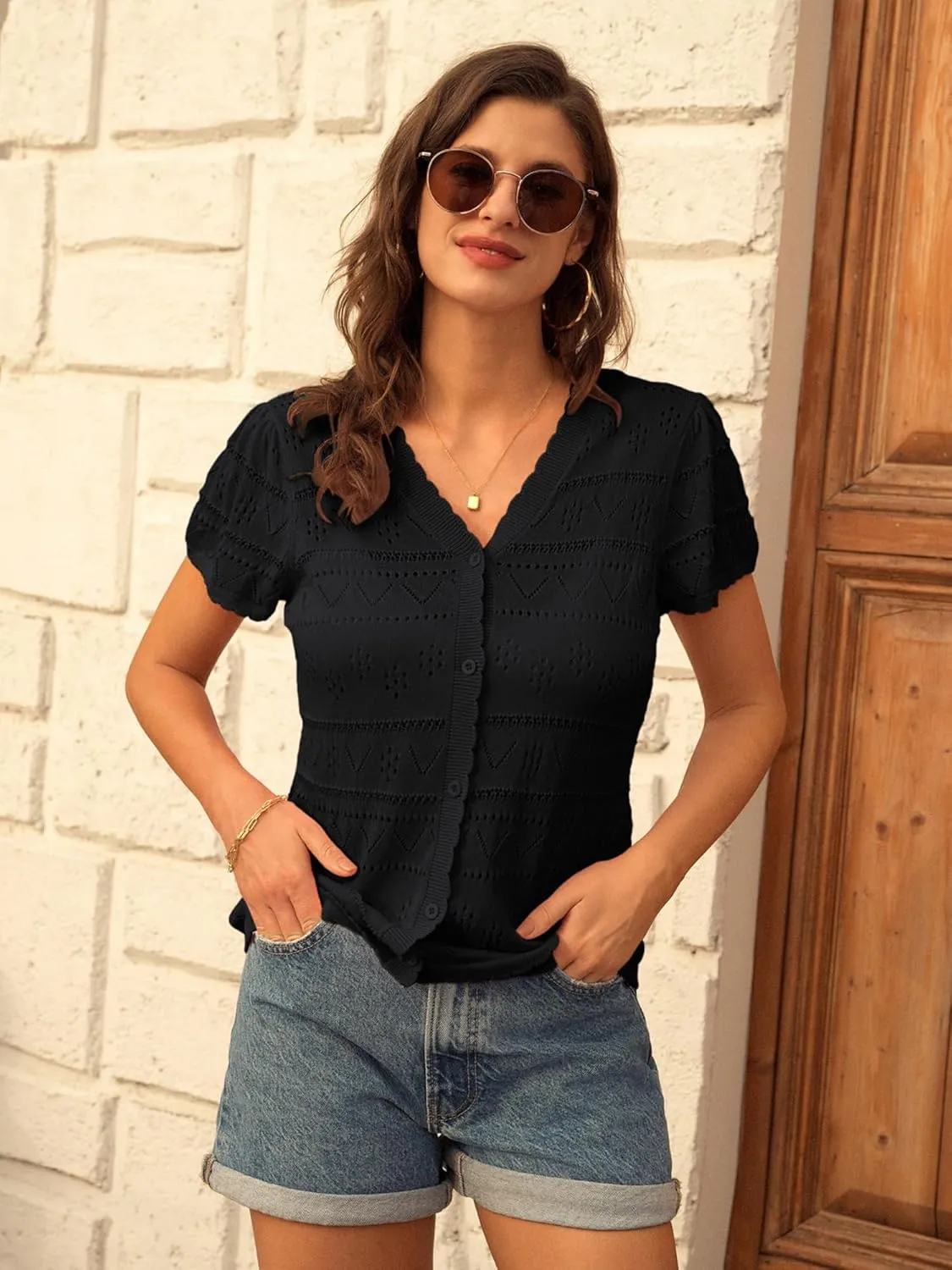 GRACE KARIN Womens Short Sleeve Cardigan 2025 Summer Crochet Cardigans for Women Lightweight Shrugs Sweaters Tops