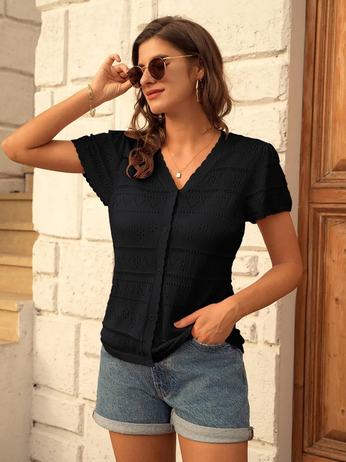 GRACE KARIN Womens Short Sleeve Cardigan 2025 Summer Crochet Cardigans for Women Lightweight Shrugs Sweaters Tops