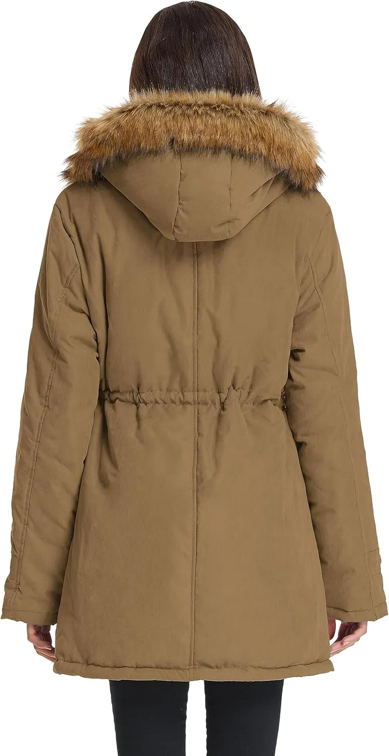 GRACE KARIN Women's Winter Coats Fleece Parkas Anoraks Hooded Military Jacket Coats