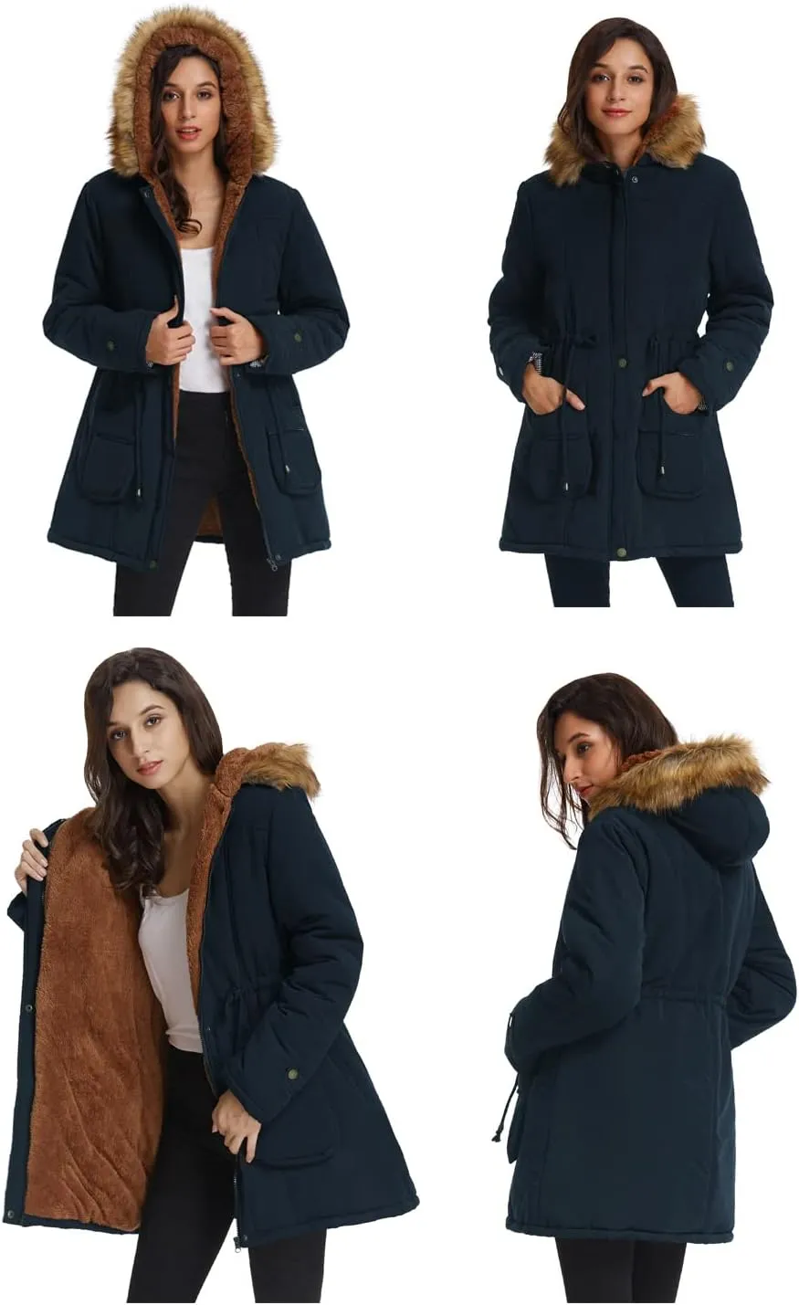 GRACE KARIN Women's Winter Coats Fleece Parkas Anoraks Hooded Military Jacket Coats
