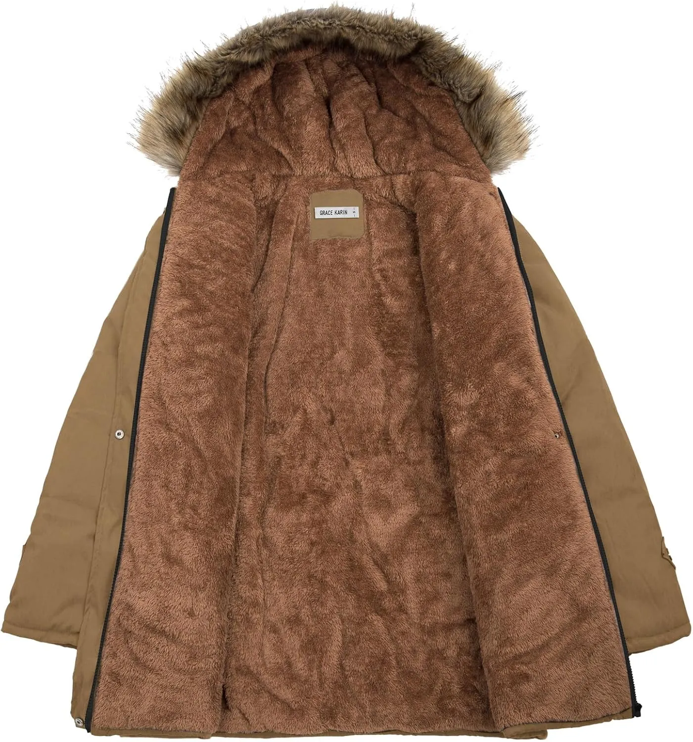 GRACE KARIN Women's Winter Coats Fleece Parkas Anoraks Hooded Military Jacket Coats