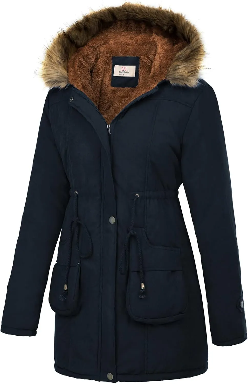 GRACE KARIN Women's Winter Coats Fleece Parkas Anoraks Hooded Military Jacket Coats