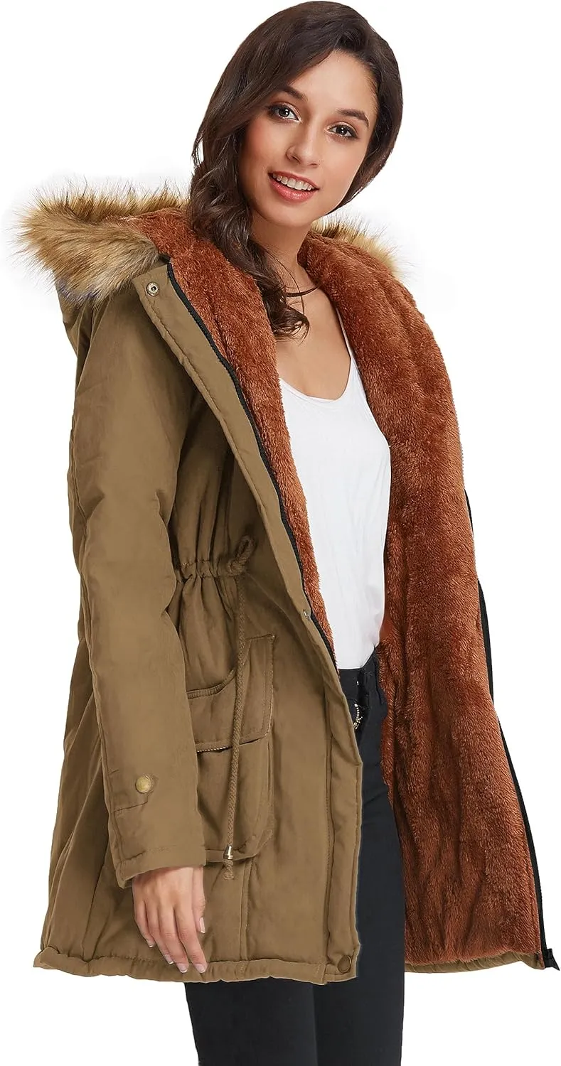 GRACE KARIN Women's Winter Coats Fleece Parkas Anoraks Hooded Military Jacket Coats