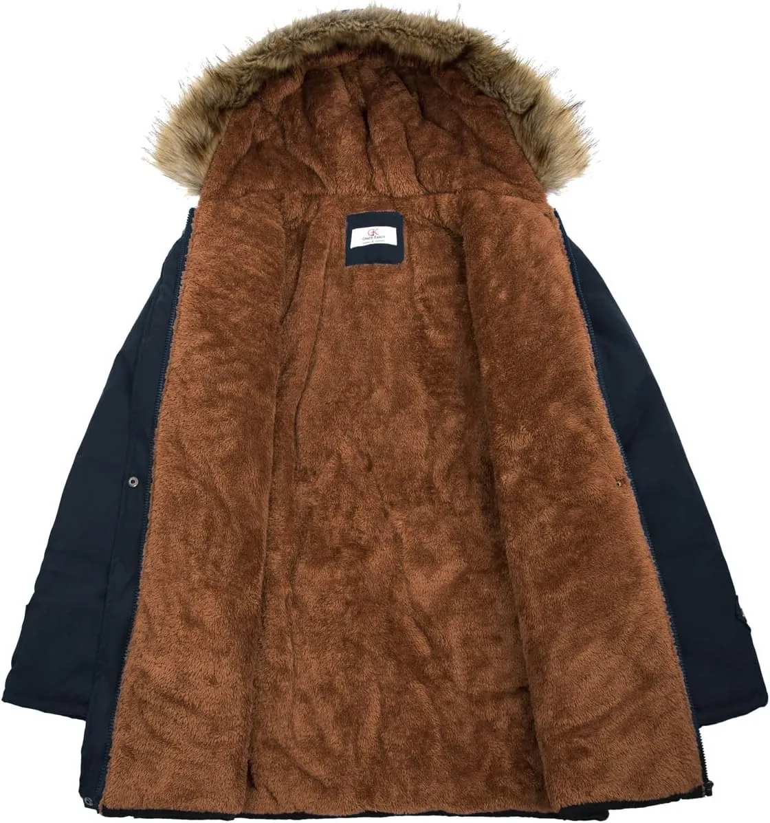 GRACE KARIN Women's Winter Coats Fleece Parkas Anoraks Hooded Military Jacket Coats