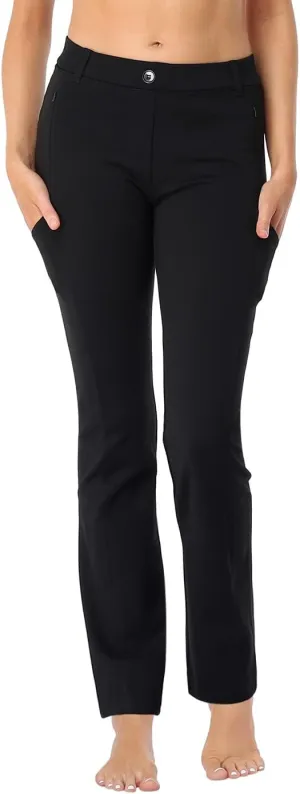 HDE Yoga Dress Pants for Women Straight Leg Pull On Pants with 8 Pockets