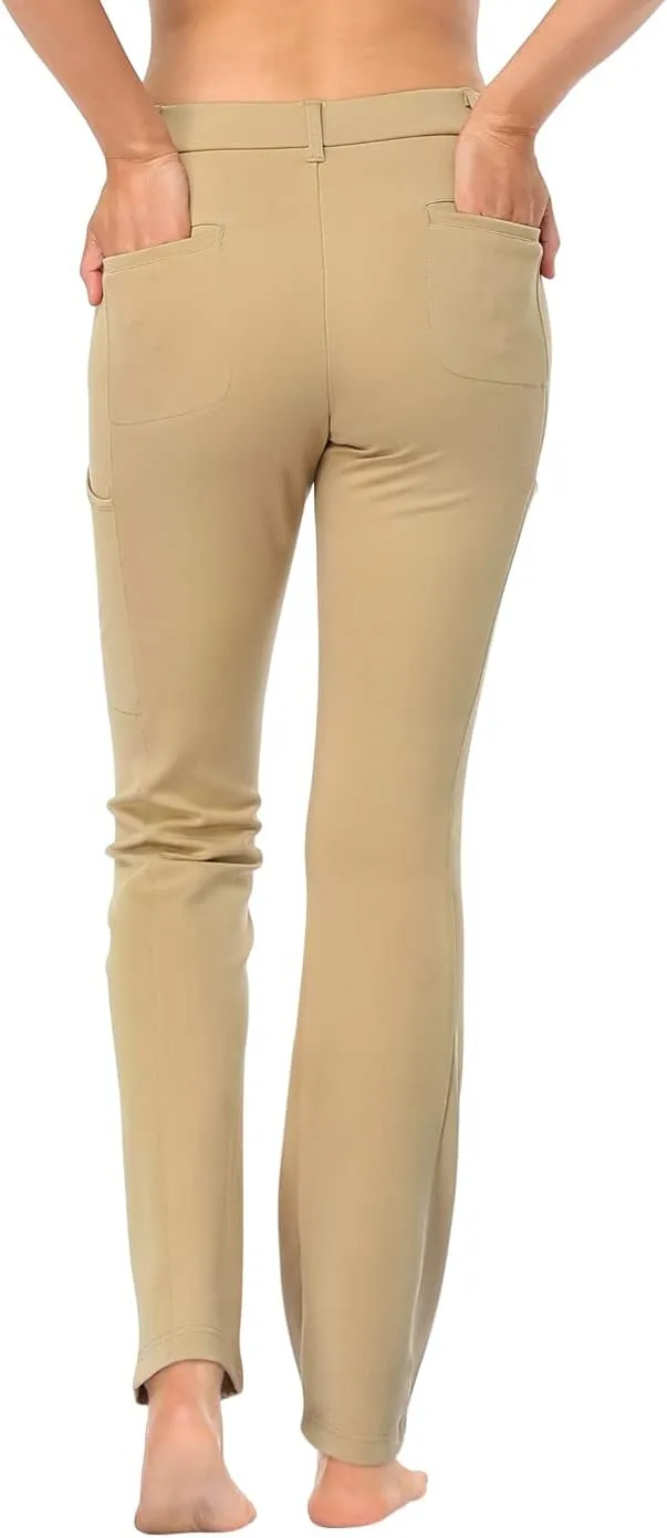 HDE Yoga Dress Pants for Women Straight Leg Pull On Pants with 8 Pockets