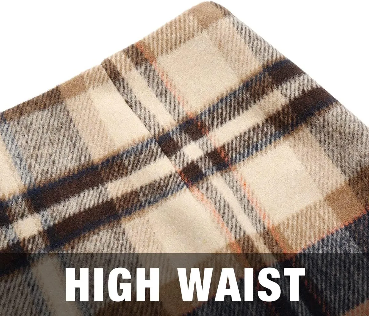 IDEALSANXUN Womens High Waist Plaid Skirt Bodycon Pencil Wool Mini Skirts