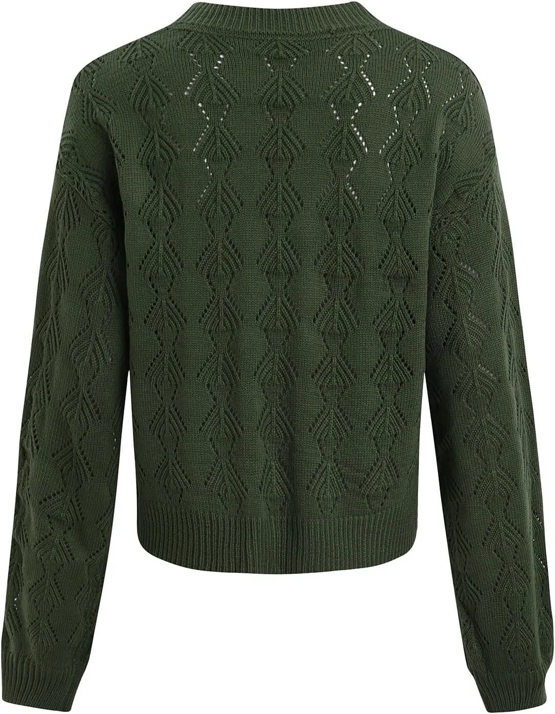 iLH Cardigans for Women 2024 Fall Lightweight Open Front Sweater V Neck Button Down Knit Outerwear Loose Crochet Jacket