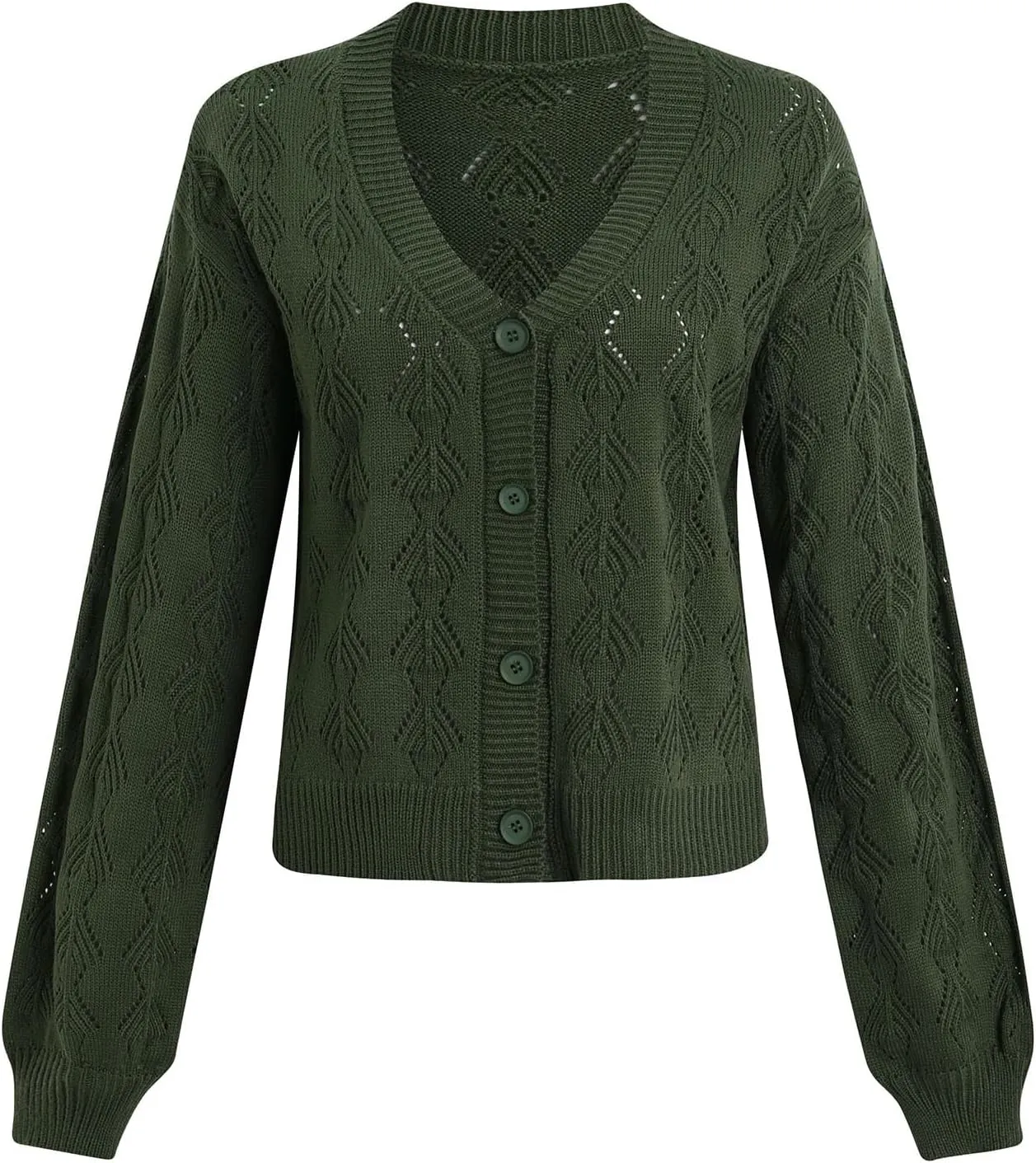 iLH Cardigans for Women 2024 Fall Lightweight Open Front Sweater V Neck Button Down Knit Outerwear Loose Crochet Jacket