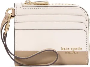 kate spade new york Devin Colorblocked Saffiano Leather Coin Card case Wristlet, Timeless Taupe Multi