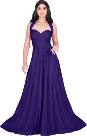 KOH KOH Womens Long Bridesmaid One Shoulder Convertible Wrap Cocktail Maxi Dress
