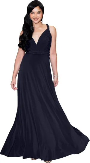 KOH KOH Womens Long Bridesmaid One Shoulder Convertible Wrap Cocktail Maxi Dress