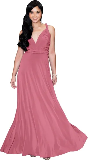 KOH KOH Womens Long Bridesmaid One Shoulder Convertible Wrap Cocktail Maxi Dress