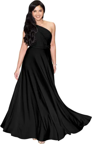 KOH KOH Womens Long Bridesmaid One Shoulder Convertible Wrap Cocktail Maxi Dress