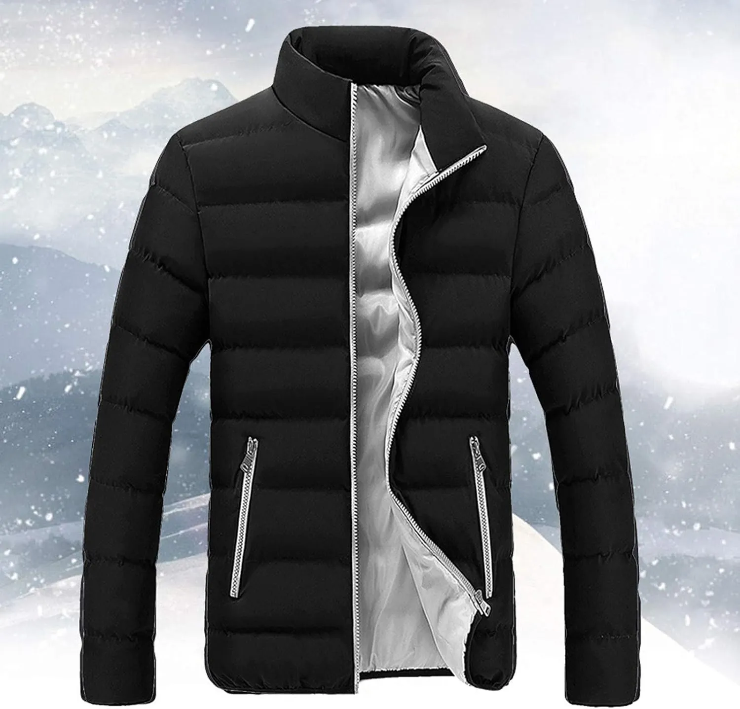 LCMTWX Coats for Men and Winter Jacket Coat Leisure Plus Size Hat Zip Pocket Cotton-Padded Warm Men's Thicken Warm Winter