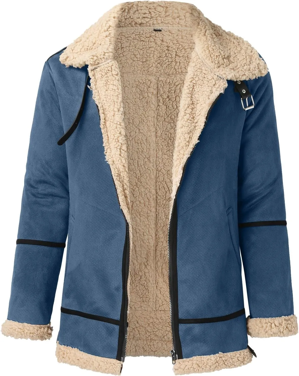LCMTWX Jackets for Men Winter Outerwear Single-breasted Solid Color Lapel Long Sleeve Coat Cardigan Plush Long Coat Mens