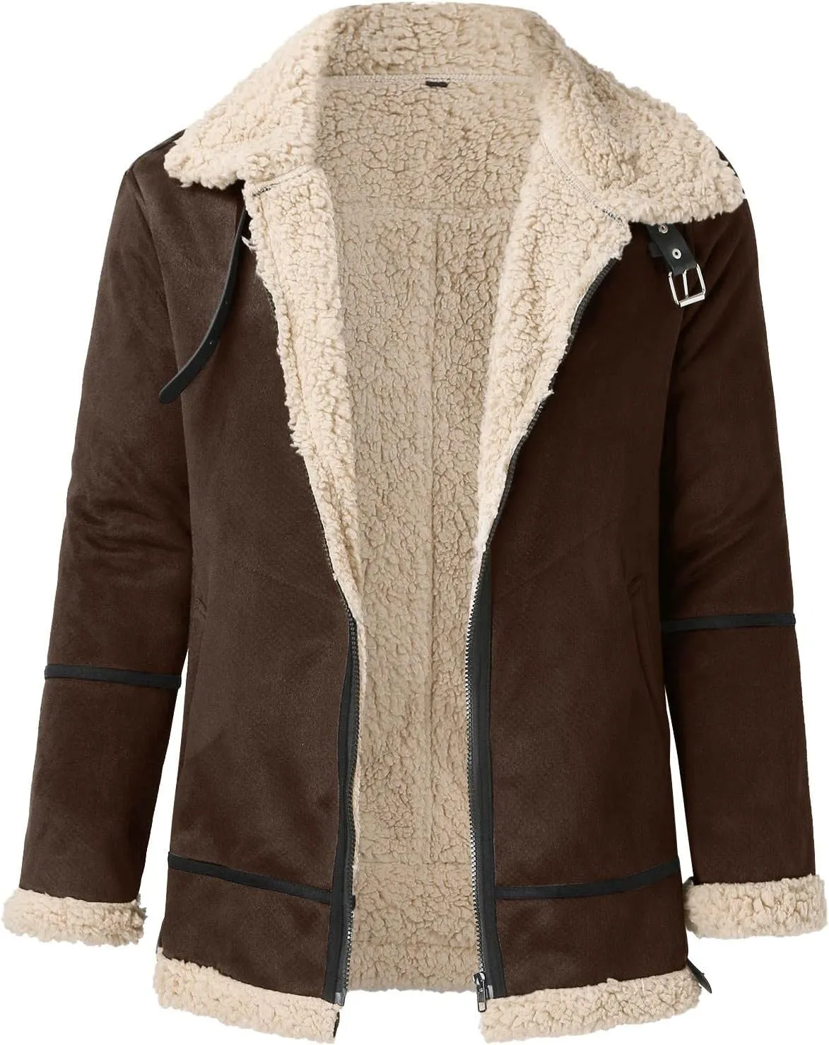 LCMTWX Jackets for Men Winter Outerwear Single-breasted Solid Color Lapel Long Sleeve Coat Cardigan Plush Long Coat Mens