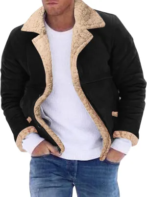 LCMTWX Mens Puffer Jackets Coat Button Solid Color Jacket Leather Windbreaker Long Sleeve Men's Winter Thickened Warm