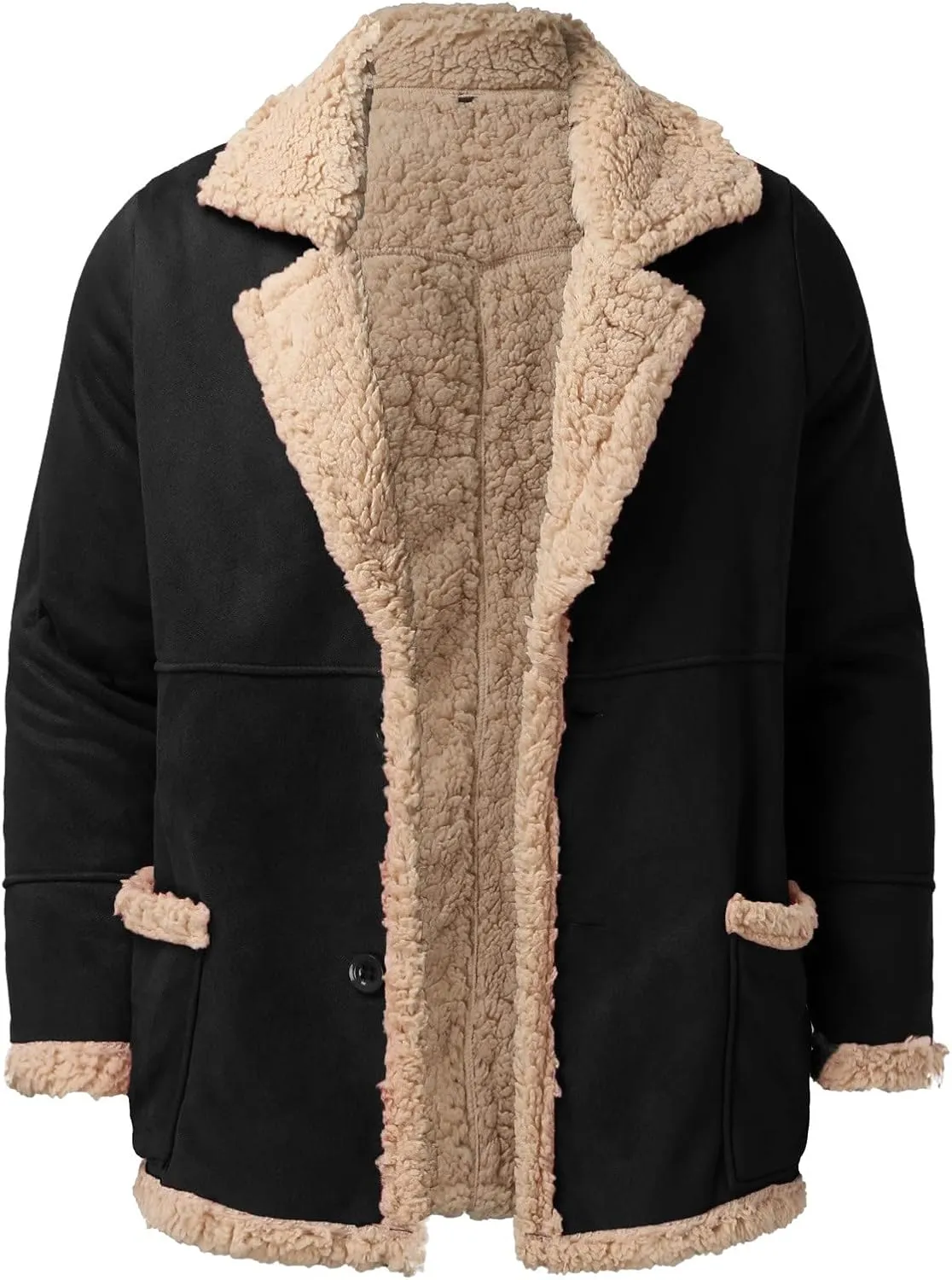 LCMTWX Mens Puffer Jackets Coat Button Solid Color Jacket Leather Windbreaker Long Sleeve Men's Winter Thickened Warm