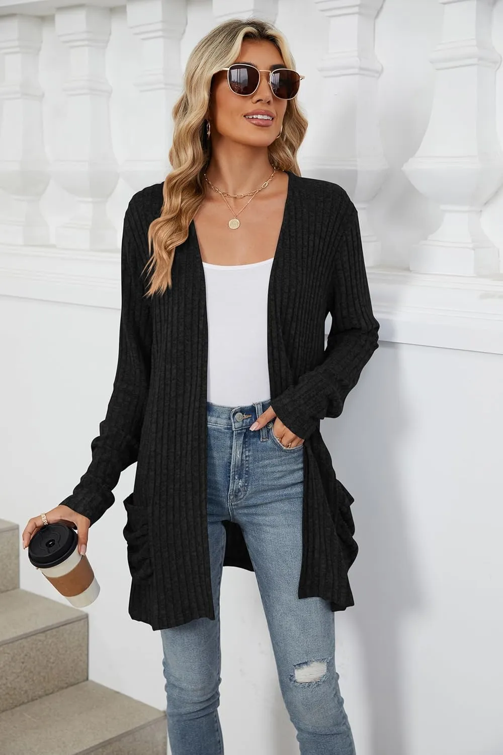 Lightweight Cardigans for Women Fashion Casual Oversized Long Sleeve Cardigan Sweater Loose Dressy Fall Holiday Tops