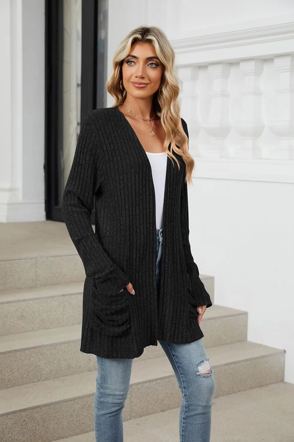 Lightweight Cardigans for Women Fashion Casual Oversized Long Sleeve Cardigan Sweater Loose Dressy Fall Holiday Tops