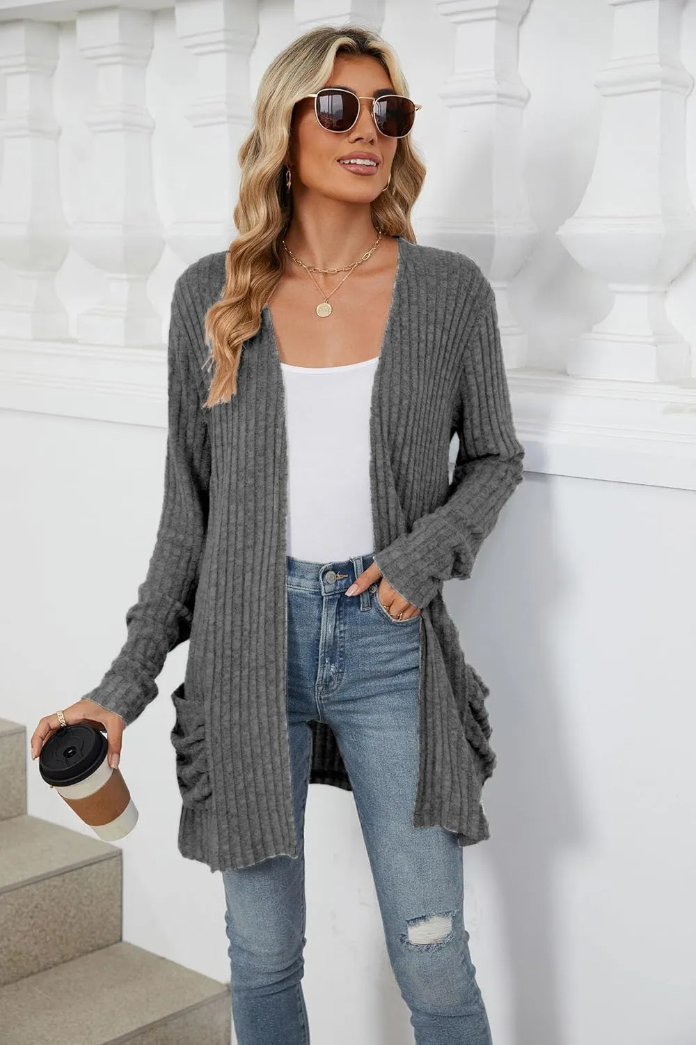 Lightweight Cardigans for Women Fashion Casual Oversized Long Sleeve Cardigan Sweater Loose Dressy Fall Holiday Tops