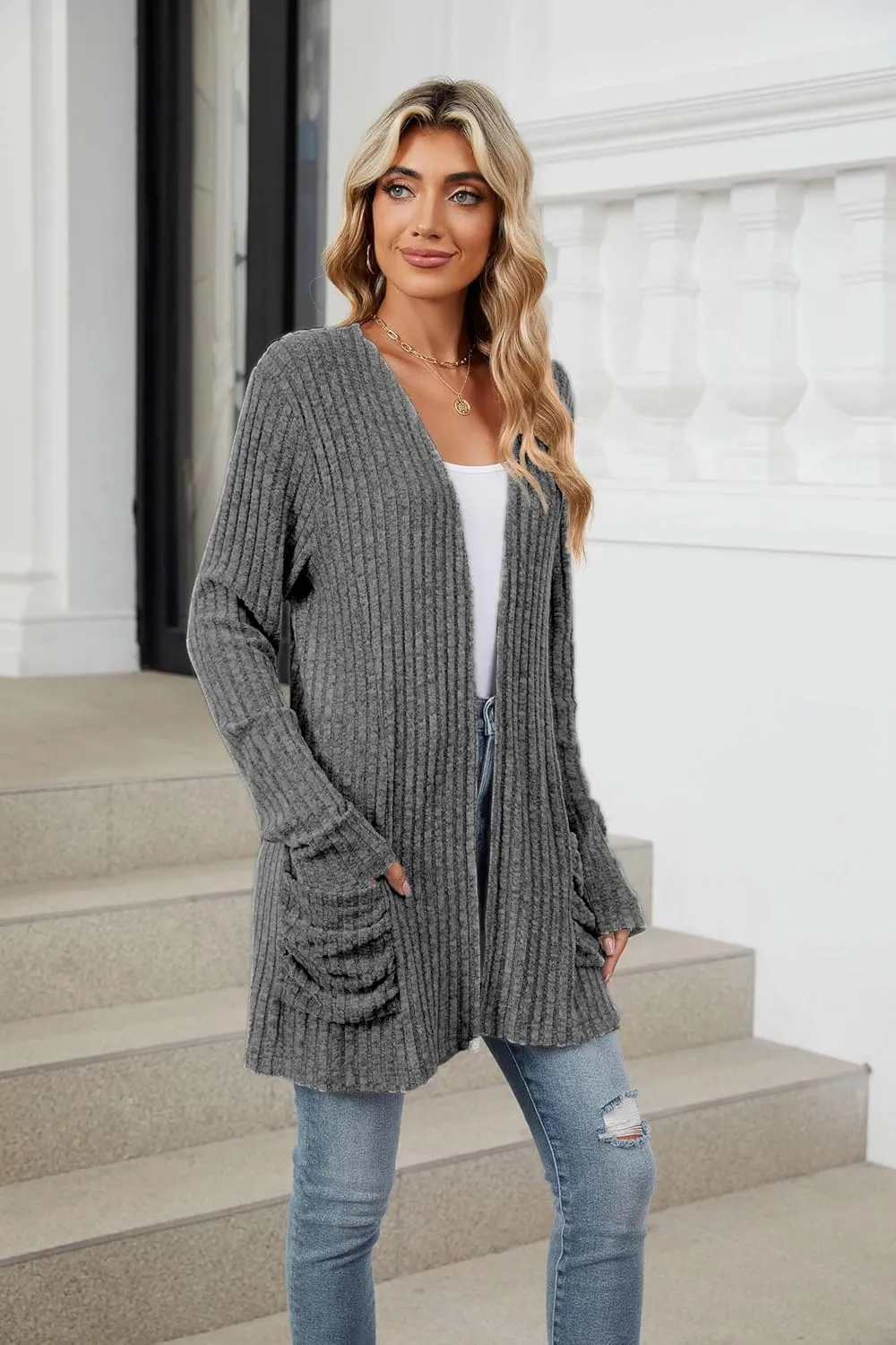 Lightweight Cardigans for Women Fashion Casual Oversized Long Sleeve Cardigan Sweater Loose Dressy Fall Holiday Tops