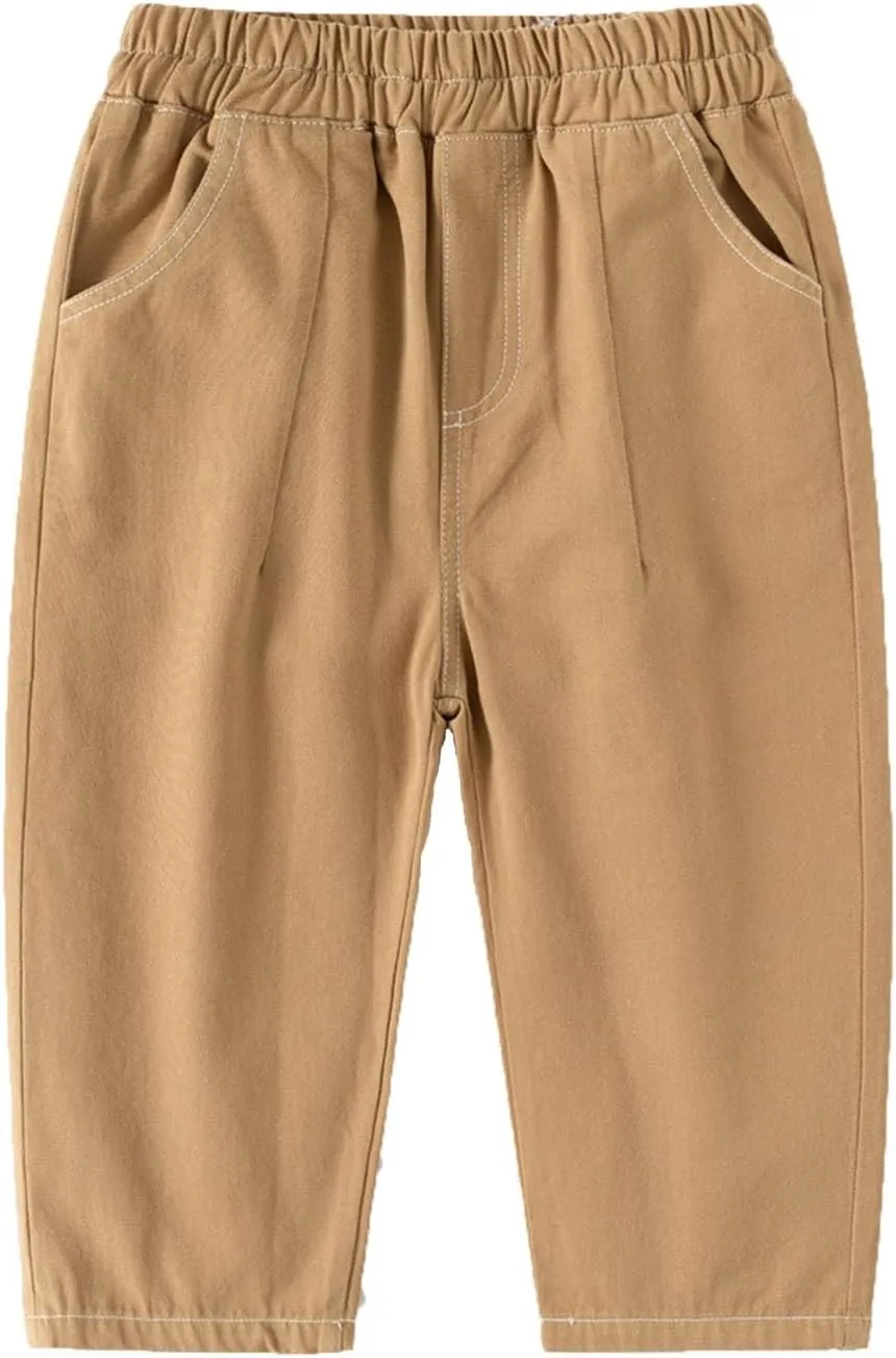 Little Boys Cargo Pants Elastic Waist Casual Pull on Pants Toddler Sweatpants Trousers Active Joggers Pants