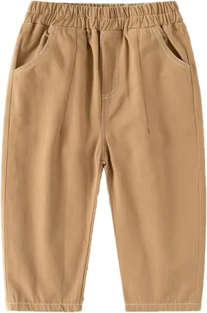 Little Boys Cargo Pants Elastic Waist Casual Pull on Pants Toddler Sweatpants Trousers Active Joggers Pants