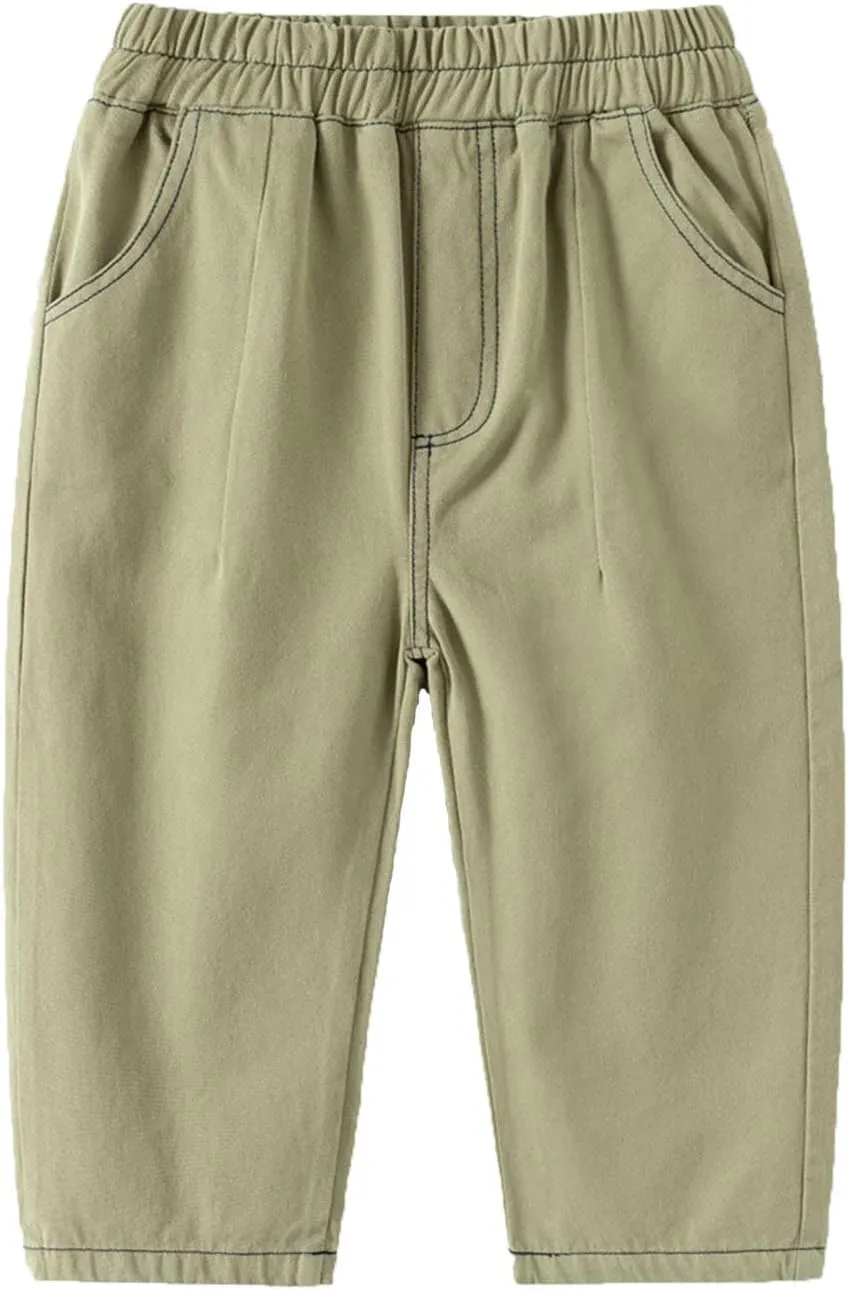 Little Boys Cargo Pants Elastic Waist Casual Pull on Pants Toddler Sweatpants Trousers Active Joggers Pants