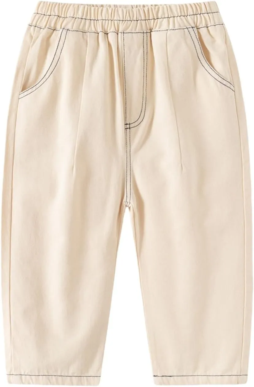 Little Boys Cargo Pants Elastic Waist Casual Pull on Pants Toddler Sweatpants Trousers Active Joggers Pants