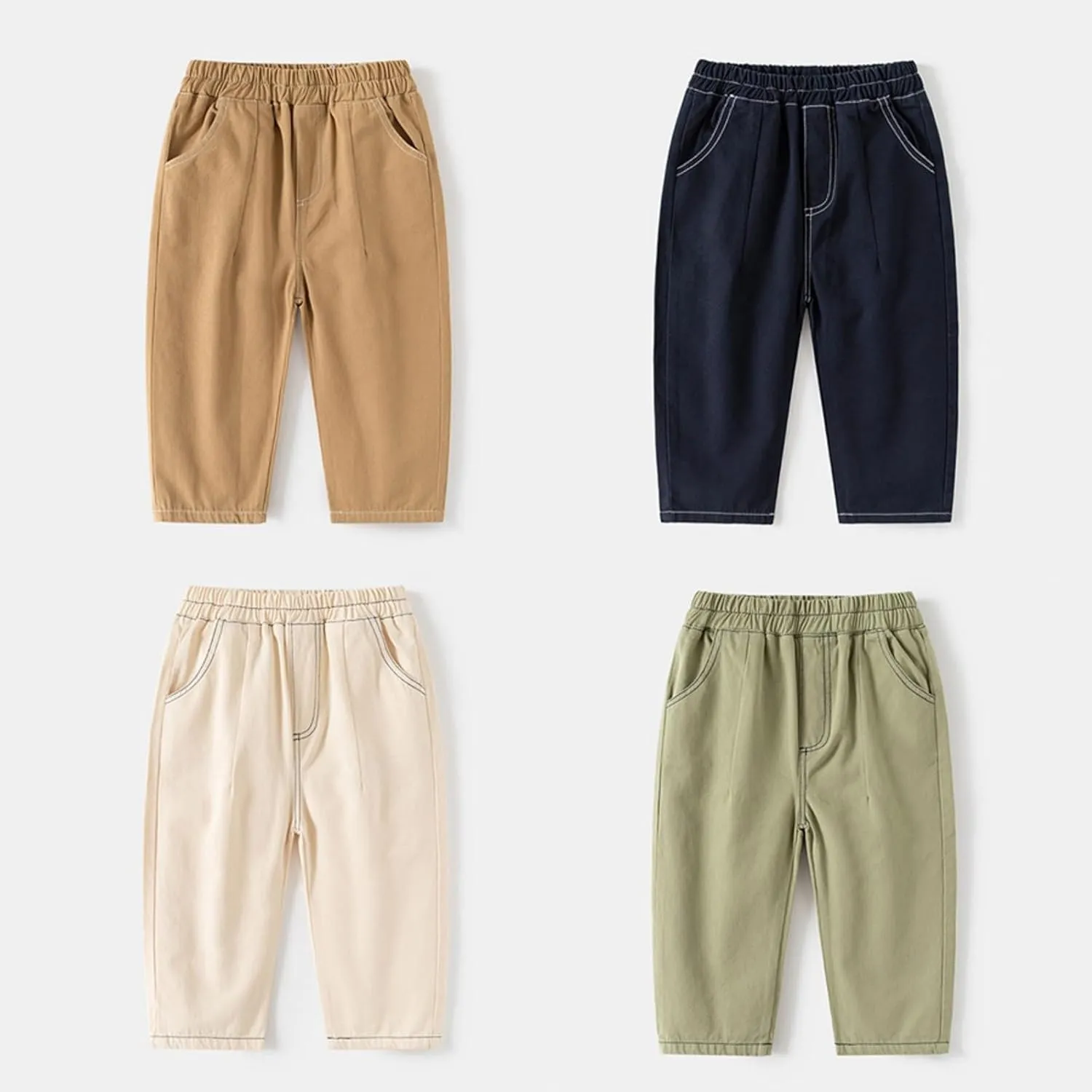 Little Boys Cargo Pants Elastic Waist Casual Pull on Pants Toddler Sweatpants Trousers Active Joggers Pants