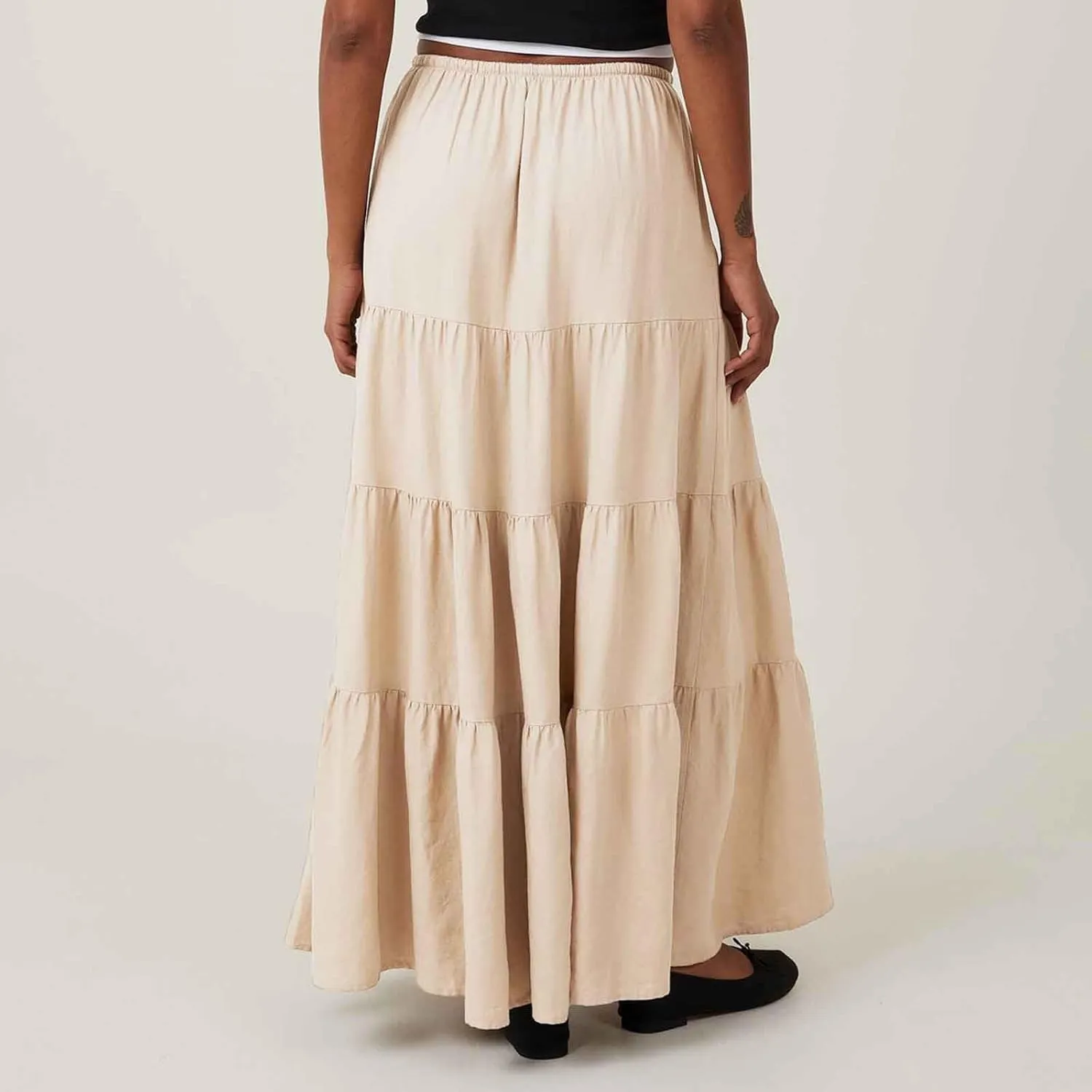 Long Flowy Skirts for Women Boho Summer Tiered Skirts Drawstring Waist Casual Maxi Skirts A Line Beach Skirts