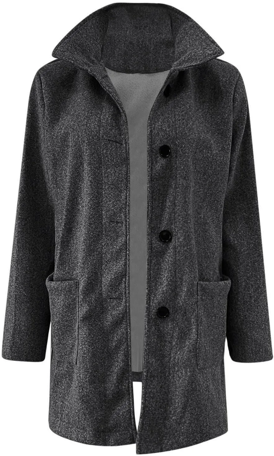 Long Pea Coats for Women Stand Collar Single Breasted Wool Coats Wool Blend Peacoat Winter Casual Overcoat Jacket
