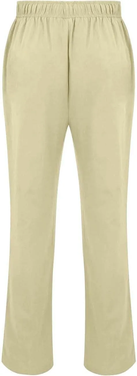 Mens 2024 Fashion Cotton and Linen Trousers Daily Lightweight Drawstring Straight Leg Pants Summer Quick Drying Combat Pants