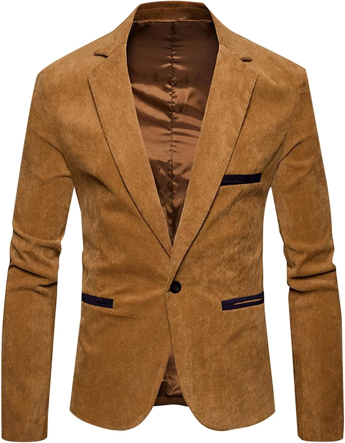Men's Casual Corduroy Blazer Classic Fit One Button Sport Coat Fashion Notch Lapel Blazer Jacket Fall Winter Jackets