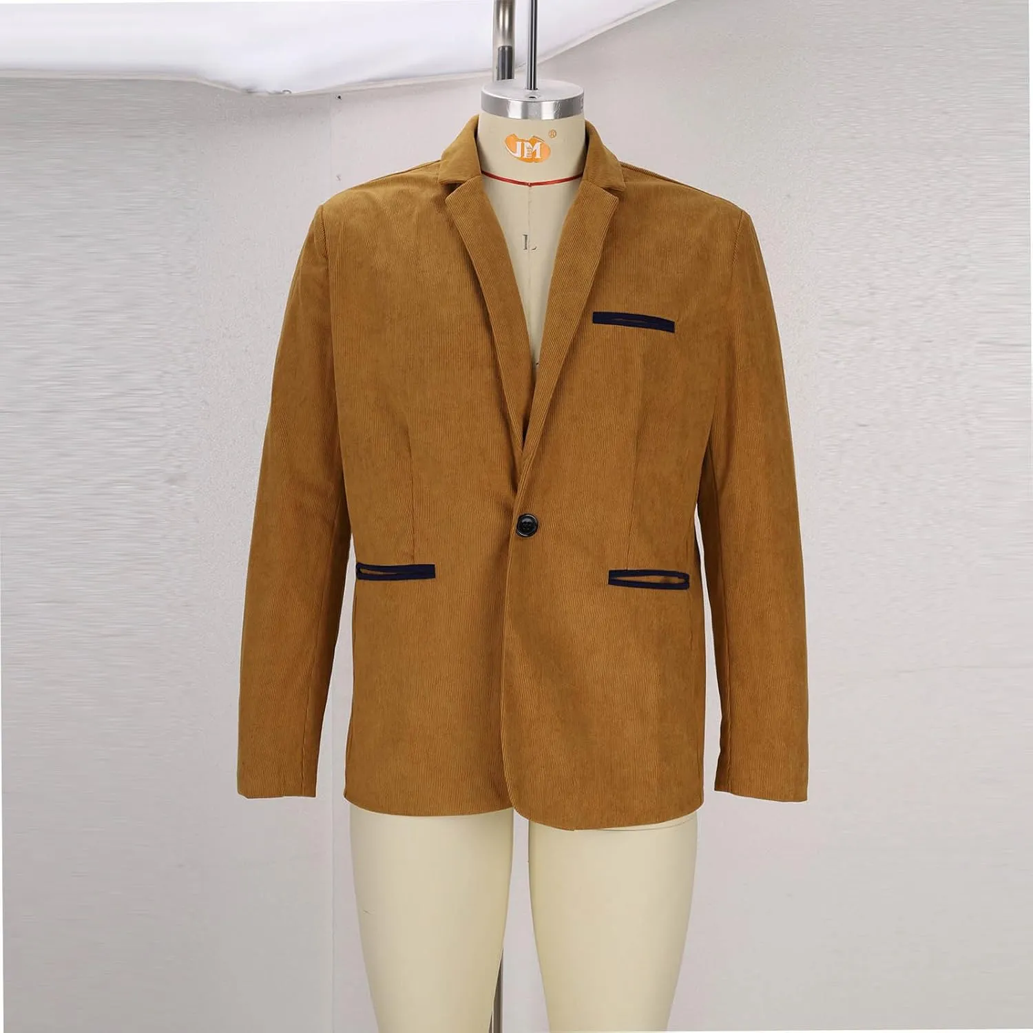 Men's Casual Corduroy Blazer Classic Fit One Button Sport Coat Fashion Notch Lapel Blazer Jacket Fall Winter Jackets