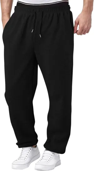 Men's Casual Pants Drawstring Lightweight Trousers Elastic Waist Yoga Lounge Pants with Pockets
