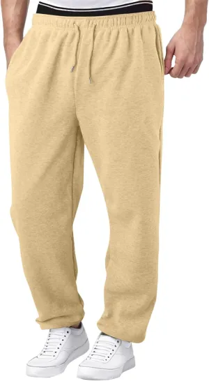 Men's Casual Pants Drawstring Lightweight Trousers Elastic Waist Yoga Lounge Pants with Pockets