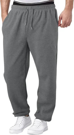Men's Casual Pants Drawstring Lightweight Trousers Elastic Waist Yoga Lounge Pants with Pockets