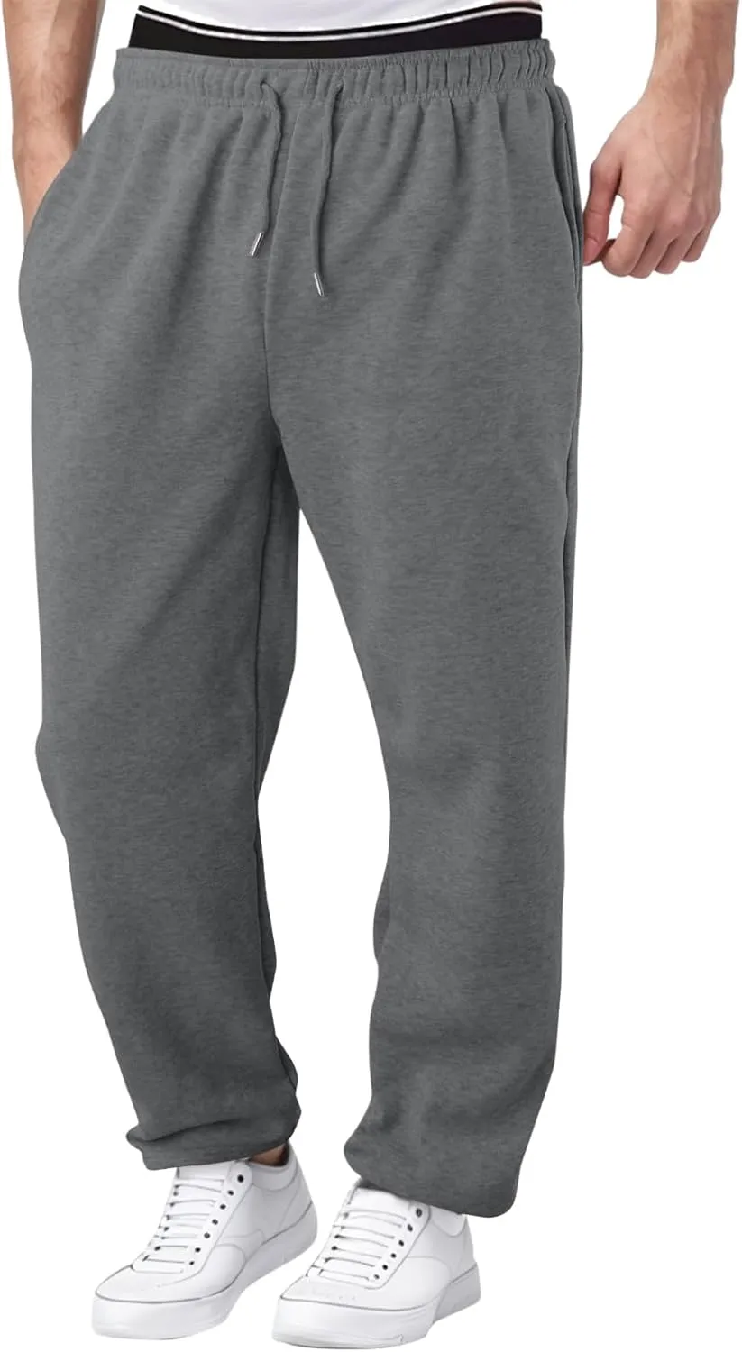 Men's Casual Pants Drawstring Lightweight Trousers Elastic Waist Yoga Lounge Pants with Pockets