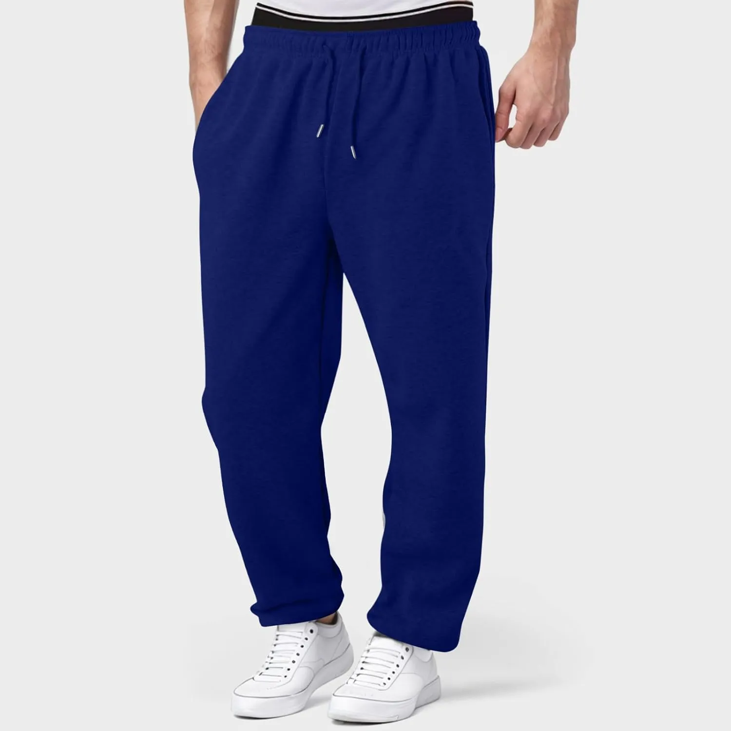 Men's Casual Pants Drawstring Lightweight Trousers Elastic Waist Yoga Lounge Pants with Pockets