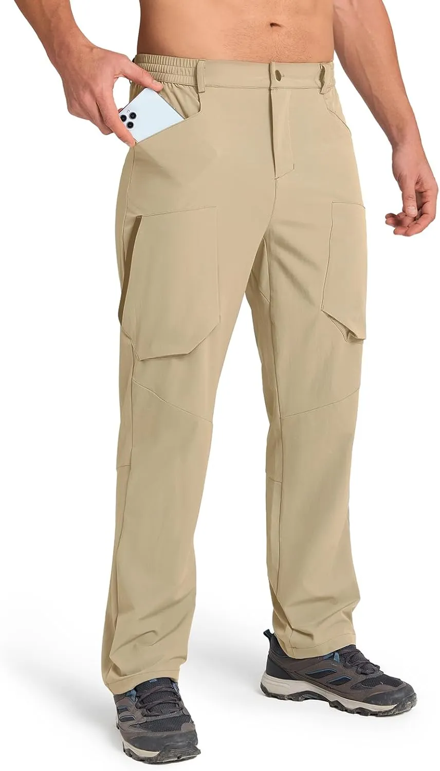 Men's Hiking Stretch Pants Lightweight Work Pants Waterproof Tactical Ripstop Cargo Pants