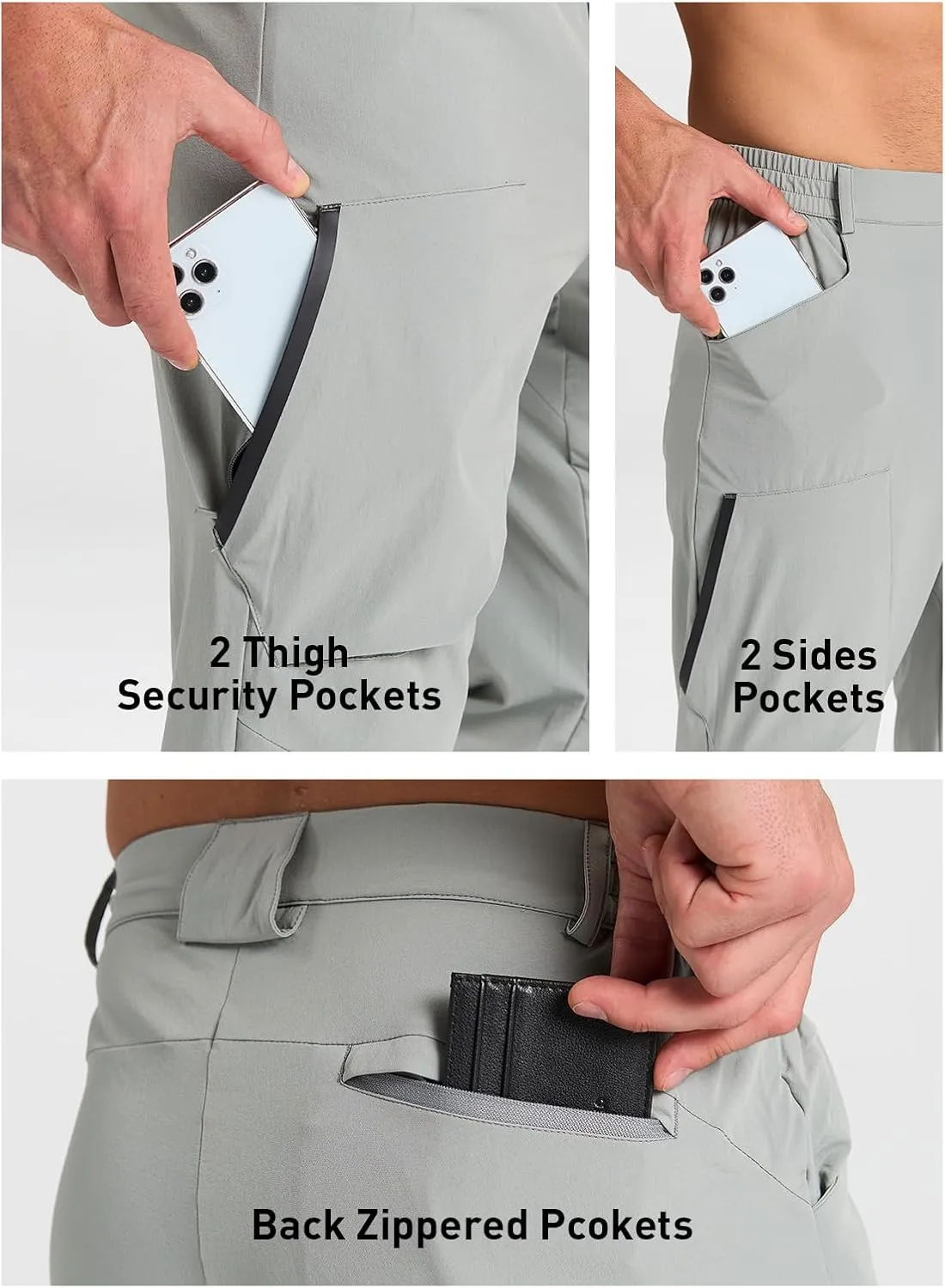 Men's Hiking Stretch Pants Lightweight Work Pants Waterproof Tactical Ripstop Cargo Pants