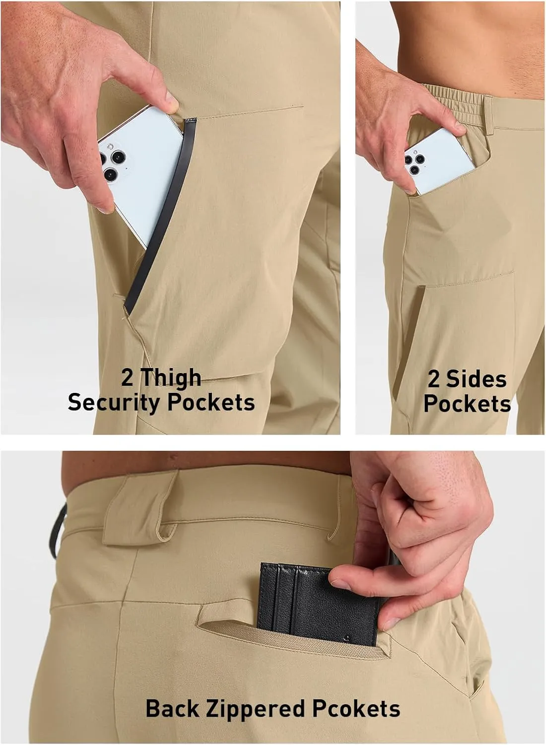 Men's Hiking Stretch Pants Lightweight Work Pants Waterproof Tactical Ripstop Cargo Pants