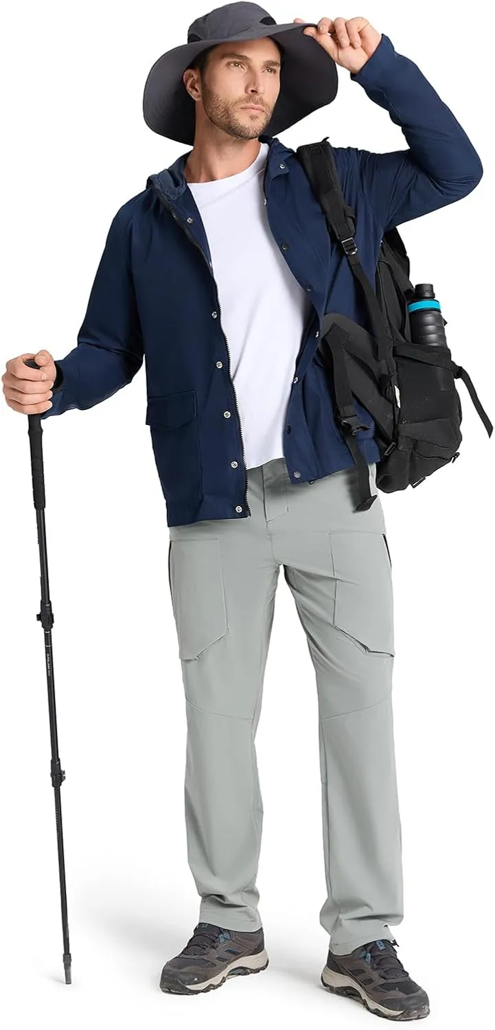 Men's Hiking Stretch Pants Lightweight Work Pants Waterproof Tactical Ripstop Cargo Pants