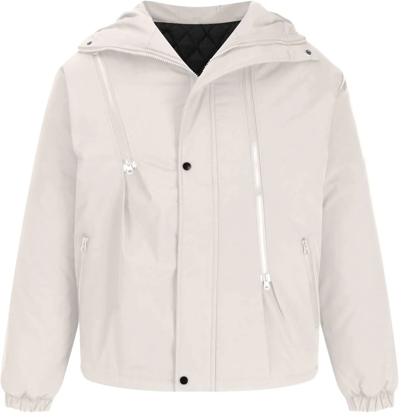 Men's Hooded Softshell Jacket Waterproof Lightweight Insulated Windbreaker Fleece Lined Rain Shell Jackets Zipper Coat
