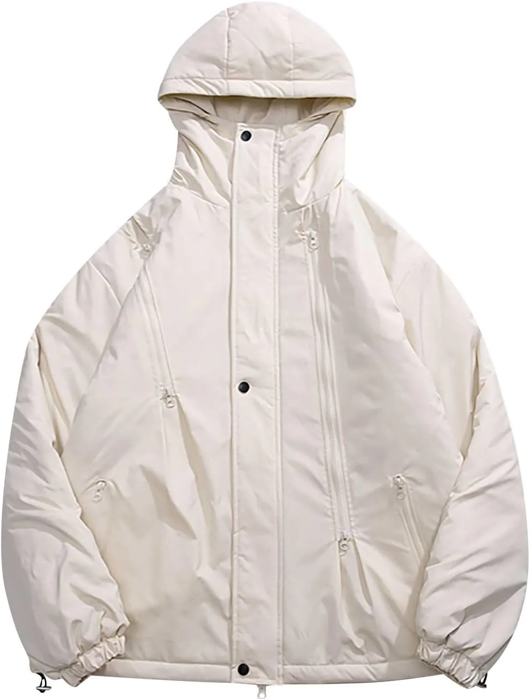 Men's Hooded Softshell Jacket Waterproof Lightweight Insulated Windbreaker Fleece Lined Rain Shell Jackets Zipper Coat